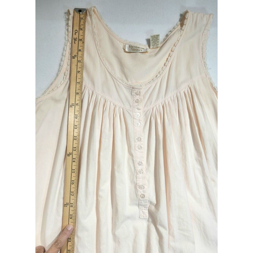 Vintage Victoria's Secret Gold Label Nightgown M Pink Cotton Cottagecore Maxi - Picture 9 of 11